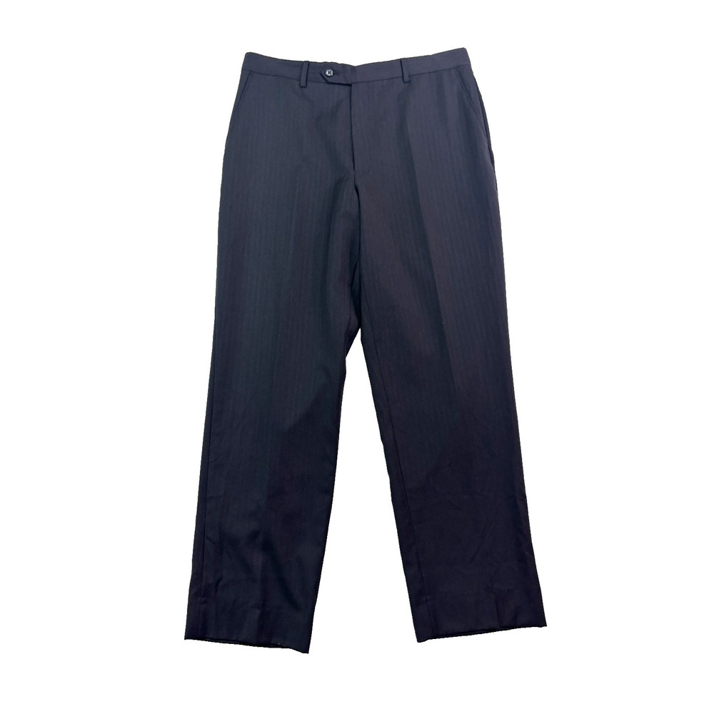 Jos A Bank 34x30 Navy Blue Herringbone Wool Dress Suit Pants Trouser Flat Front - Picture 1 of 9